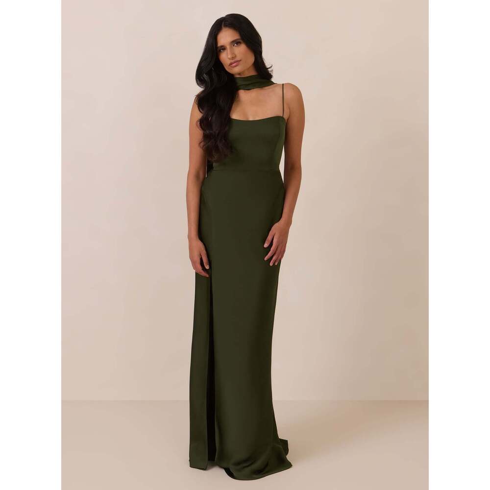 Park & Fifth Marlow Dress Size XXSXXS / Dark Olive Satin